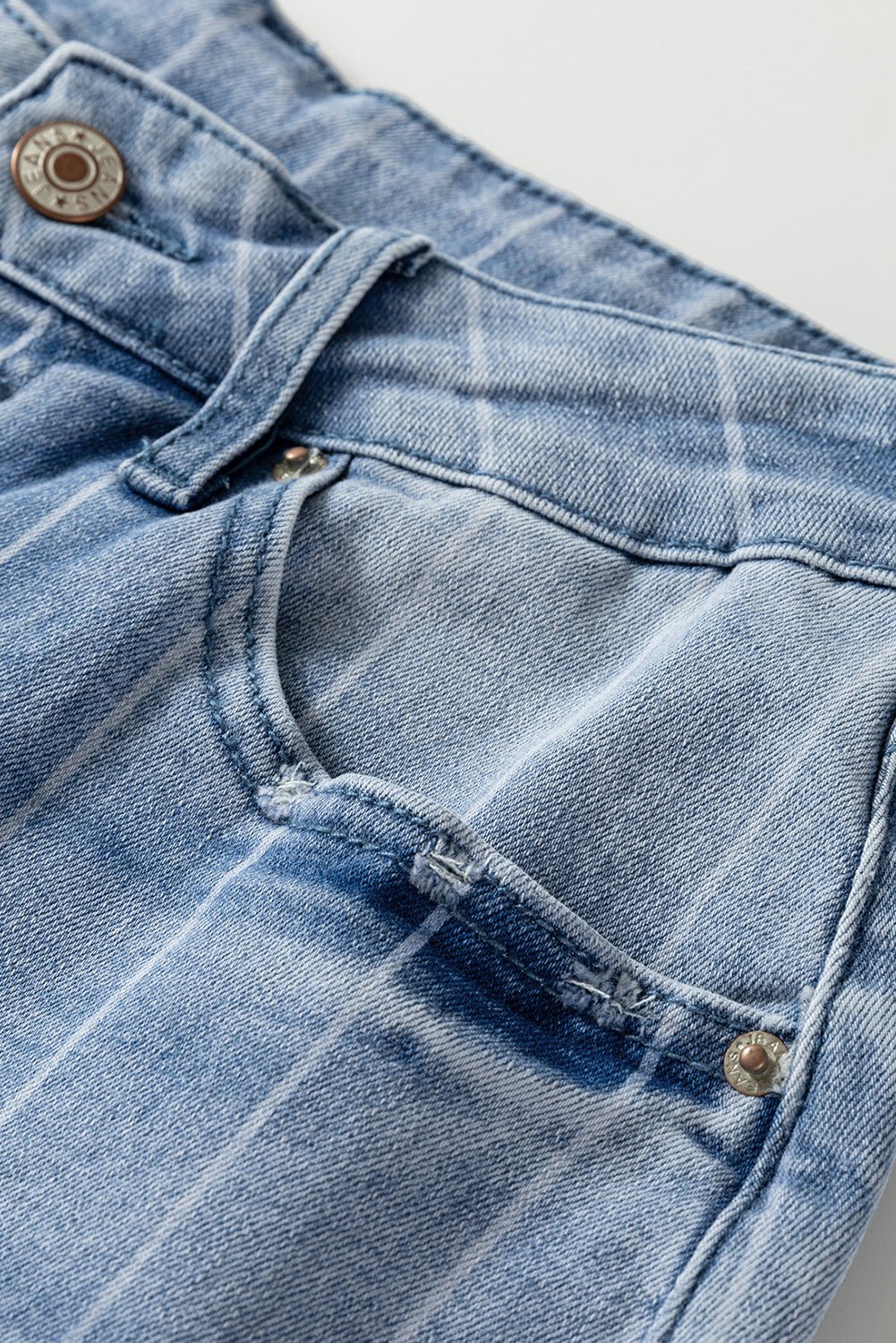 Crowned Energy CO. Beau Blue / 4 / 65%Cotton+33%Polyester+2%Elastane Dear-Lover Dropshipping Bottoms/Jeans Beau Blue Multi Buttons Pinstripe Wide Leg Jeans