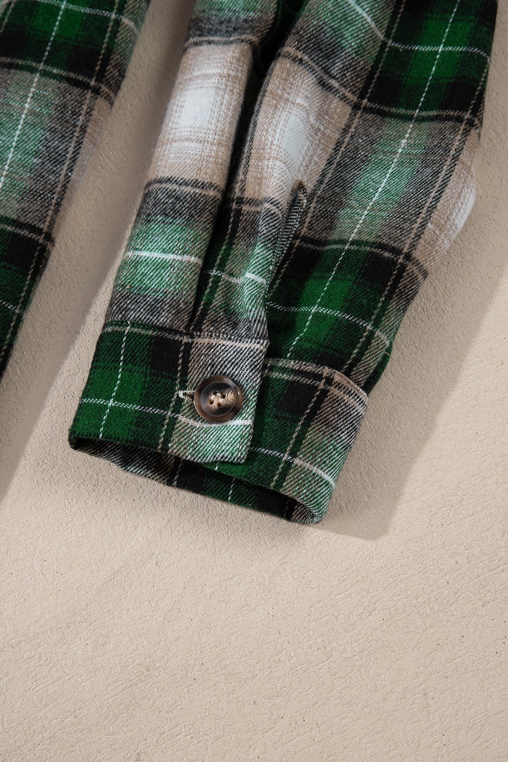 Crowned Energy CO. Green / S / 62.7%Polyester+37.3%Cotton Dear-Lover Dropshipping Outerwear/Plaid Shackets Green Plaid Print Chest Pocket Buttoned Hooded Shacket