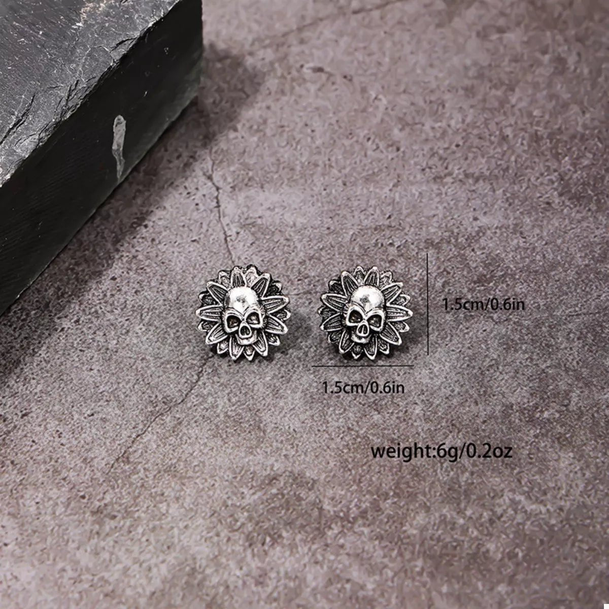 Crowned Energy CO. Black / onesize Trendsi Halloween Skull Sunflower Stud Earrings
