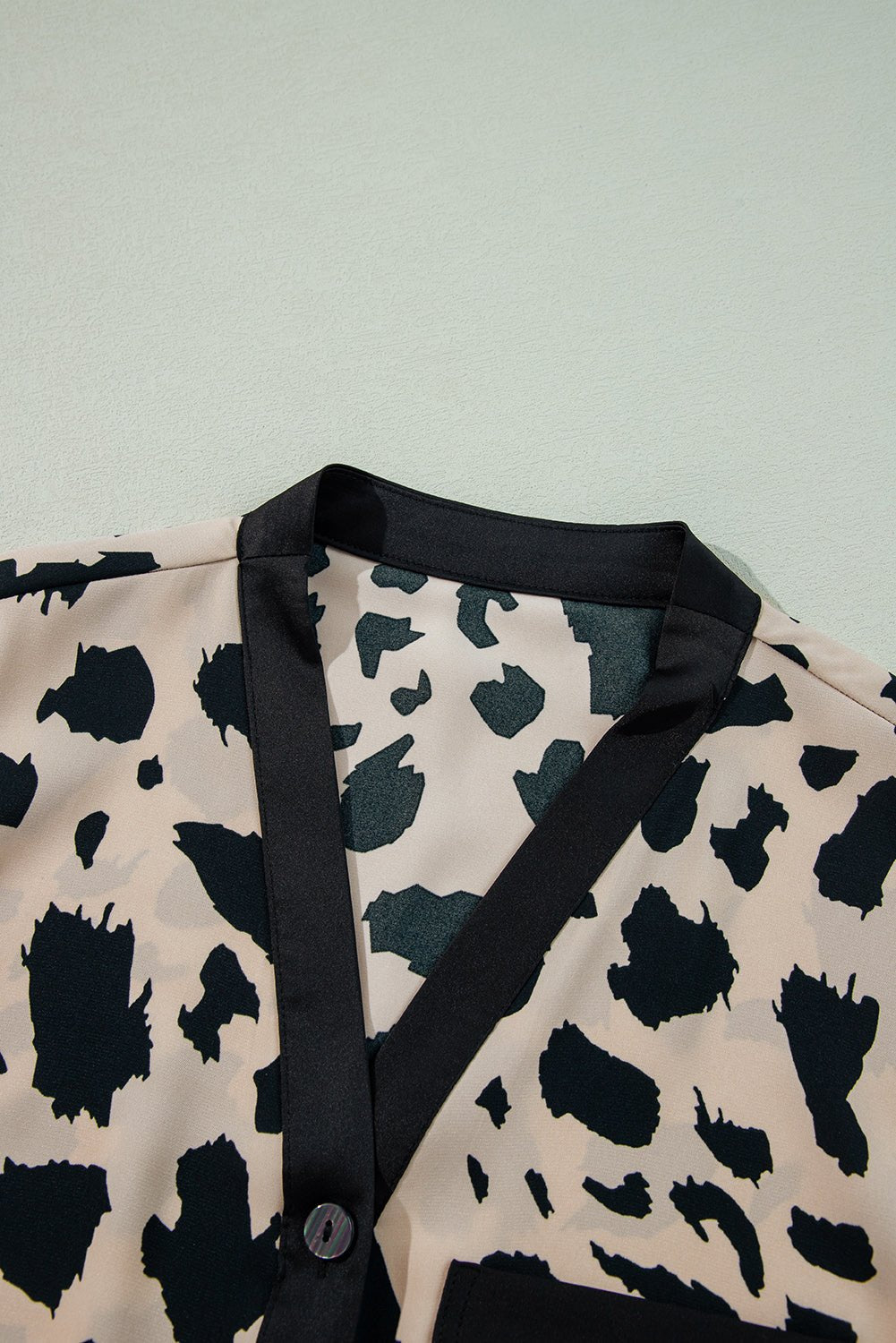 Crowned Energy CO. Khaki / S / 100%Polyester Dear-Lover Dropshipping Loungewear & Sleepwear/Sleepwear Khaki Cheetah Contrast Trim Loose Fit Two Piece Sleepwear