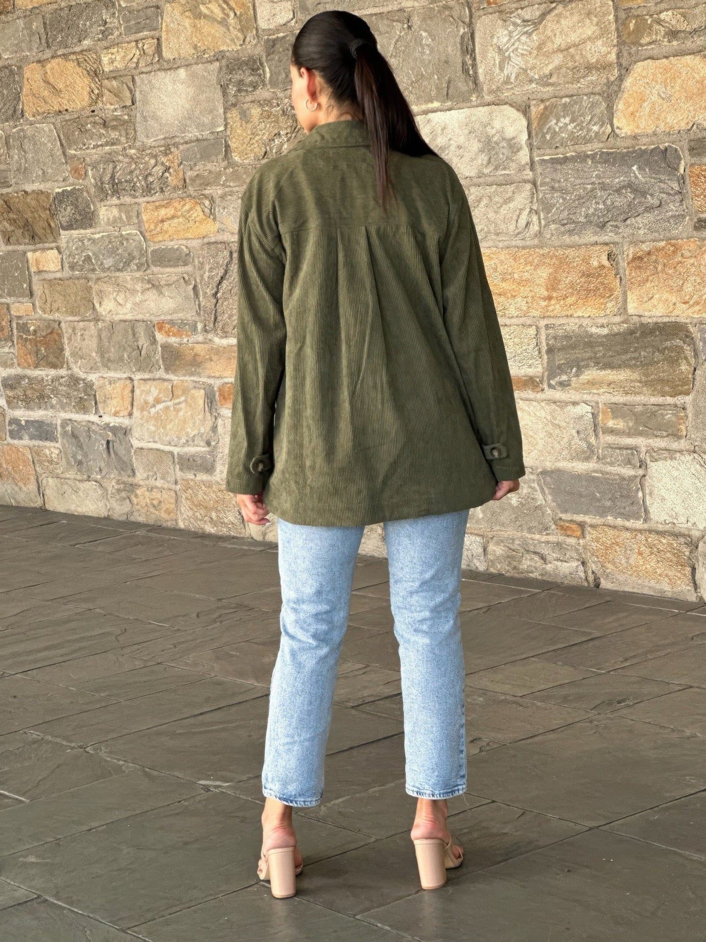 Oversized Corduroy Shacket Button Down Utility - Crowned Energy CO.