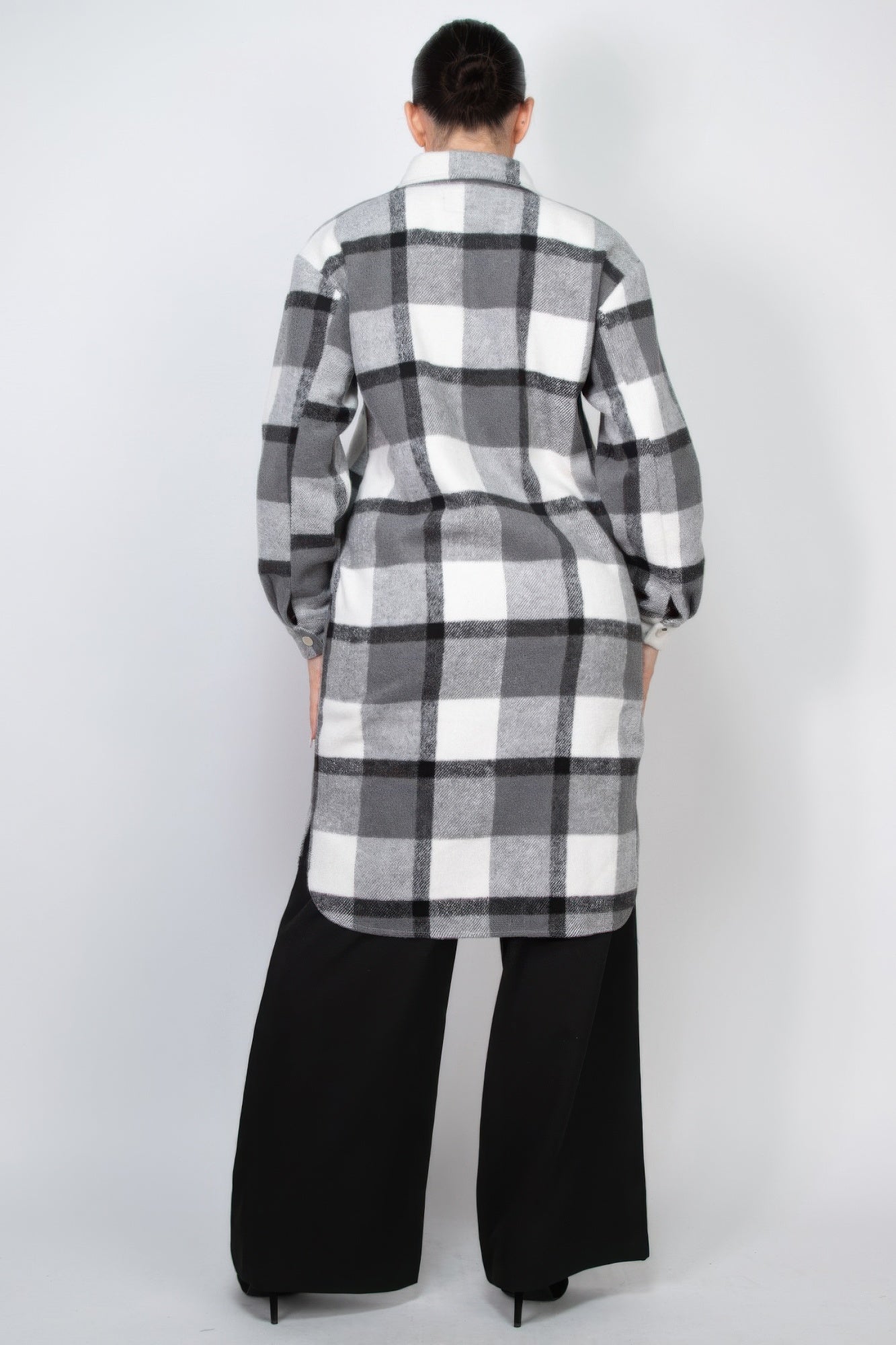 Crowned Energy CO. S CCWHOLESALECLOTHING over Coat & Jacket Plaid Buttoned Shacket Coat