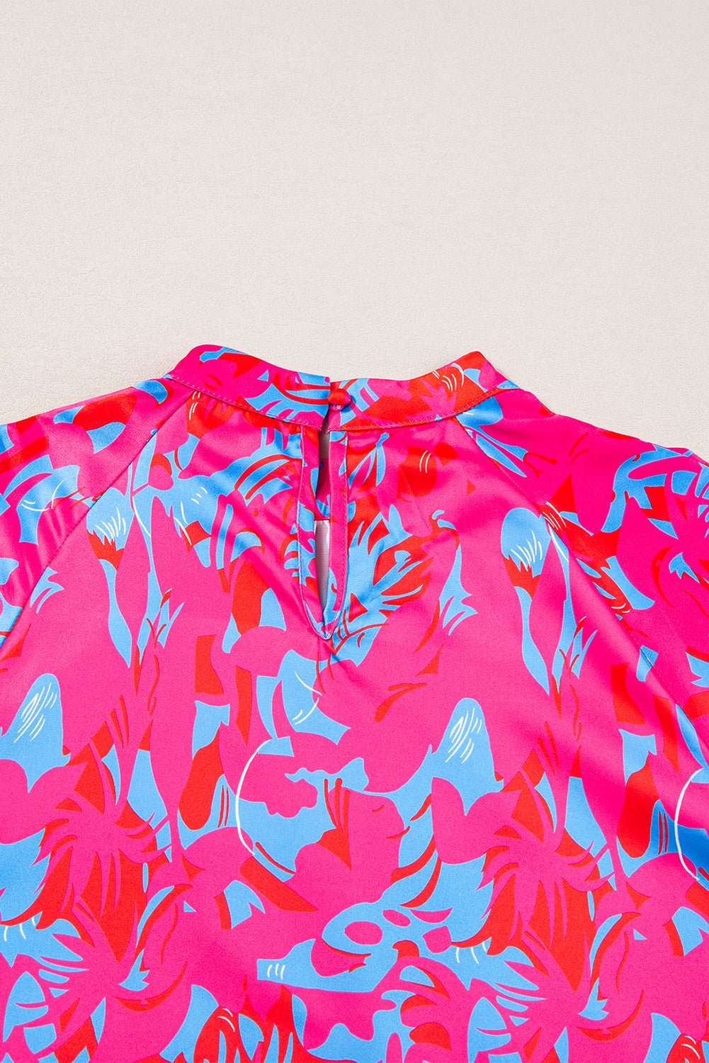 Crowned Energy CO. Purple / S / 100%Polyester Dear-Lover Dropshipping Tops/Blouses & Shirts Purple Printed Bubble Sleeve Mock Neck Blouse