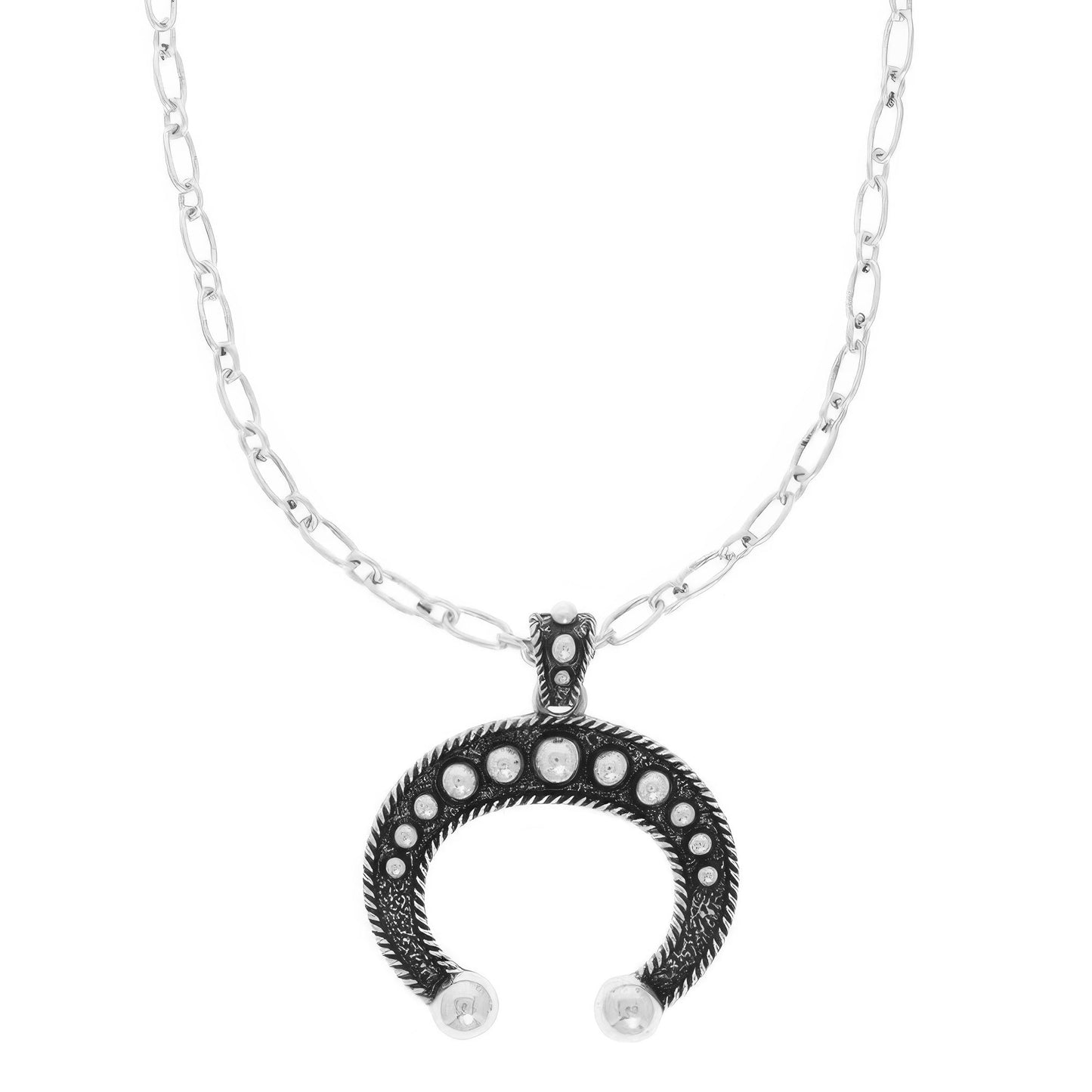Crowned Energy CO. Silver Black CCWHOLESALECLOTHING Necklaces Western Bubble Squash Blossom Pendant Necklace
