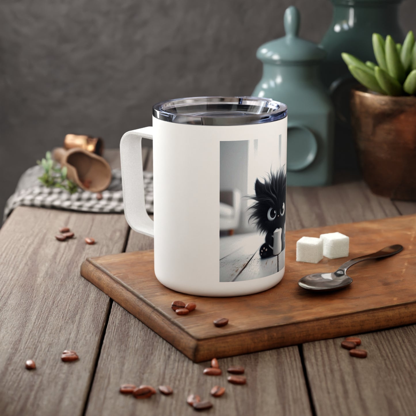 Crowned Energy CO. 10oz / White Printify Mug Cat Lover Gift – Cute 10oz Insulated Coffee Mug for Winter, Office & Home