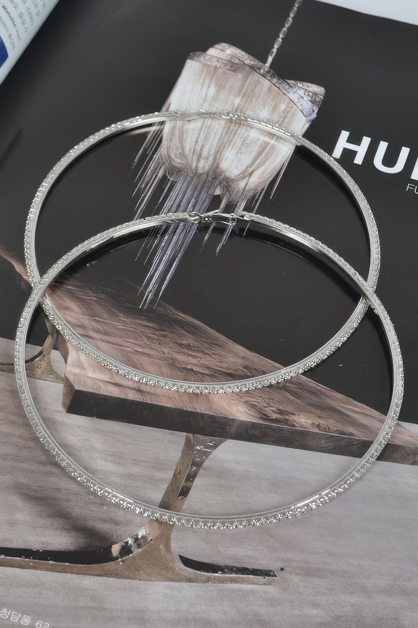 Crowned Energy CO. Silver CCWHOLESALECLOTHING Earrings 12cm Double Rhinestone Hoop Earrings