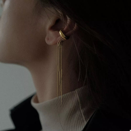 Crowned Energy CO. Gold / onesize Trendsi Accessories 18K Gold-Plated Chain Fringe Earrings