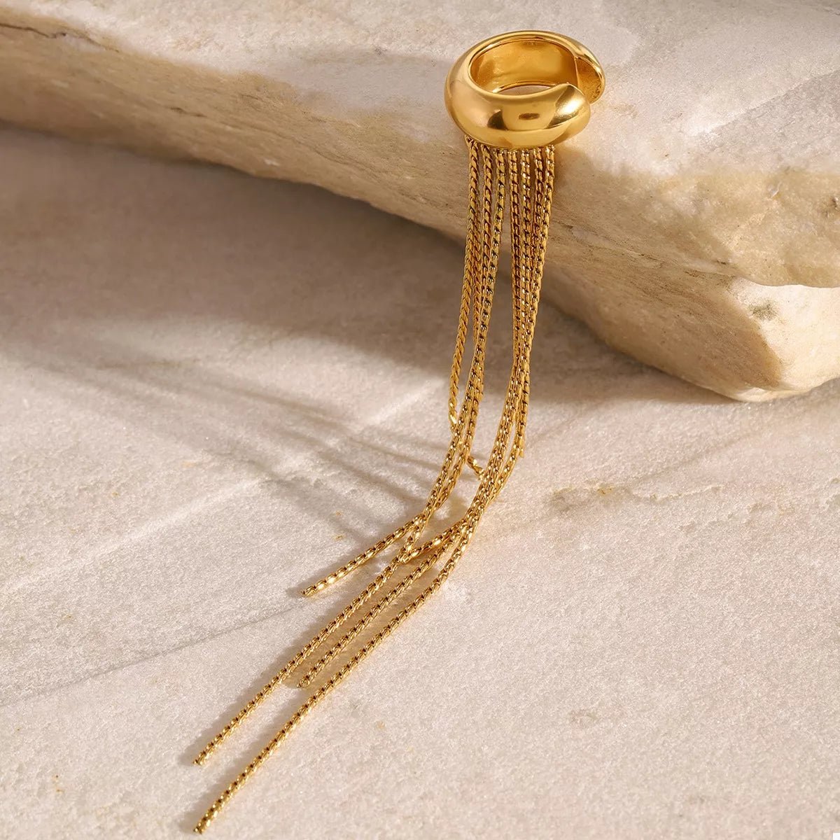 Crowned Energy CO. Gold / onesize Trendsi Accessories 18K Gold-Plated Chain Fringe Earrings