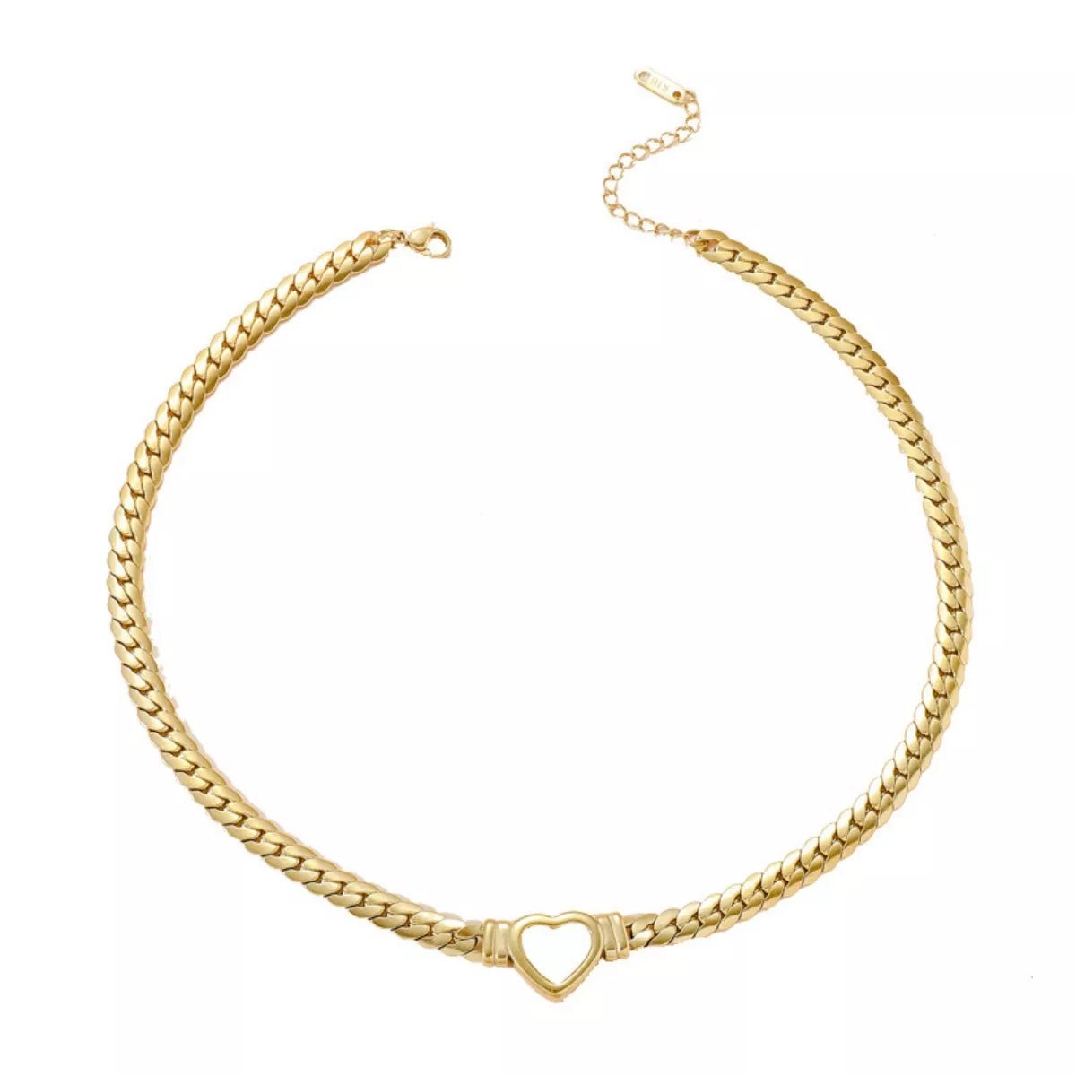 18K Gold - Plated Chain Heart Necklace - Crowned Energy CO.