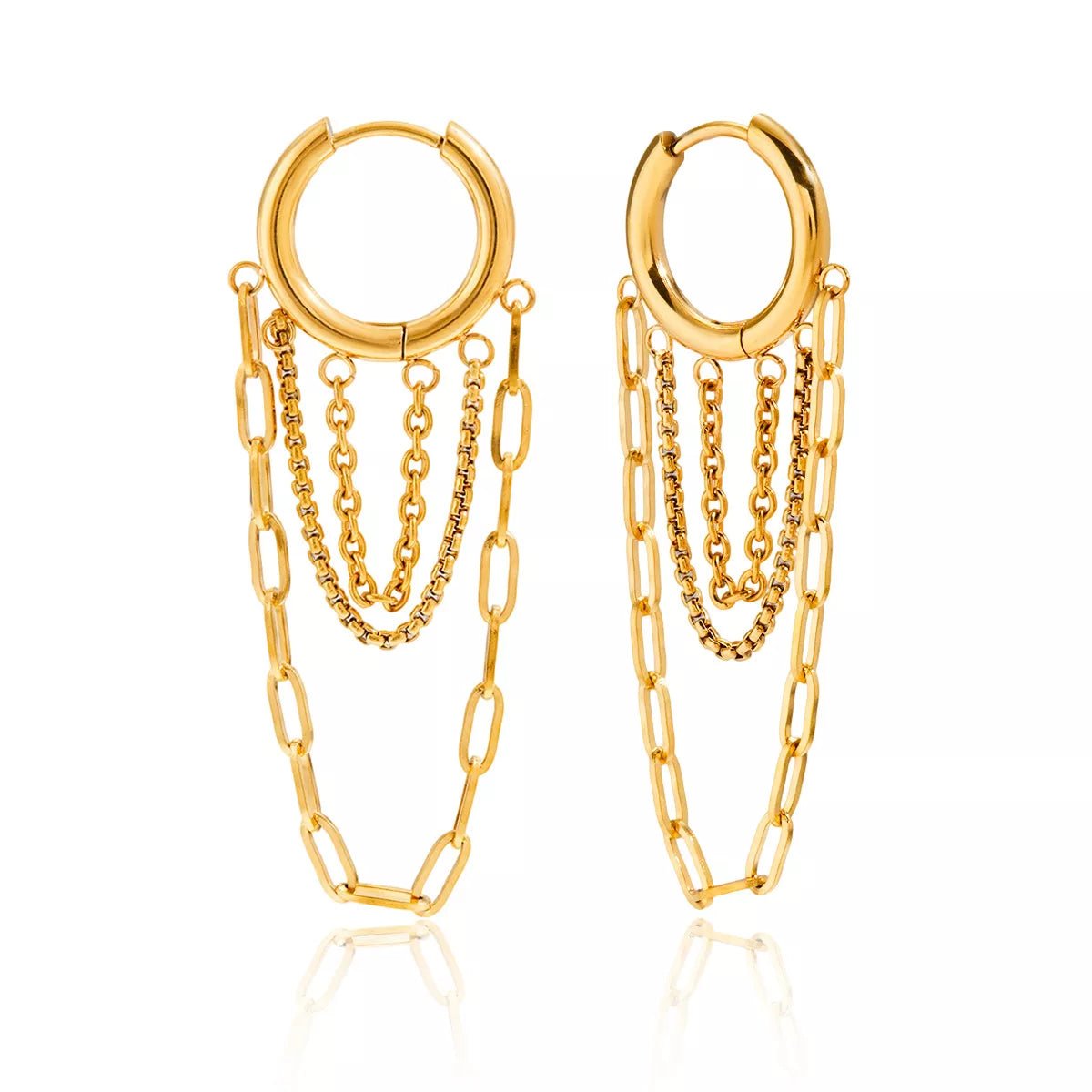Crowned Energy CO. Gold / onesize Trendsi Accessories 18K Gold-Plated Chain Hoop Earrings