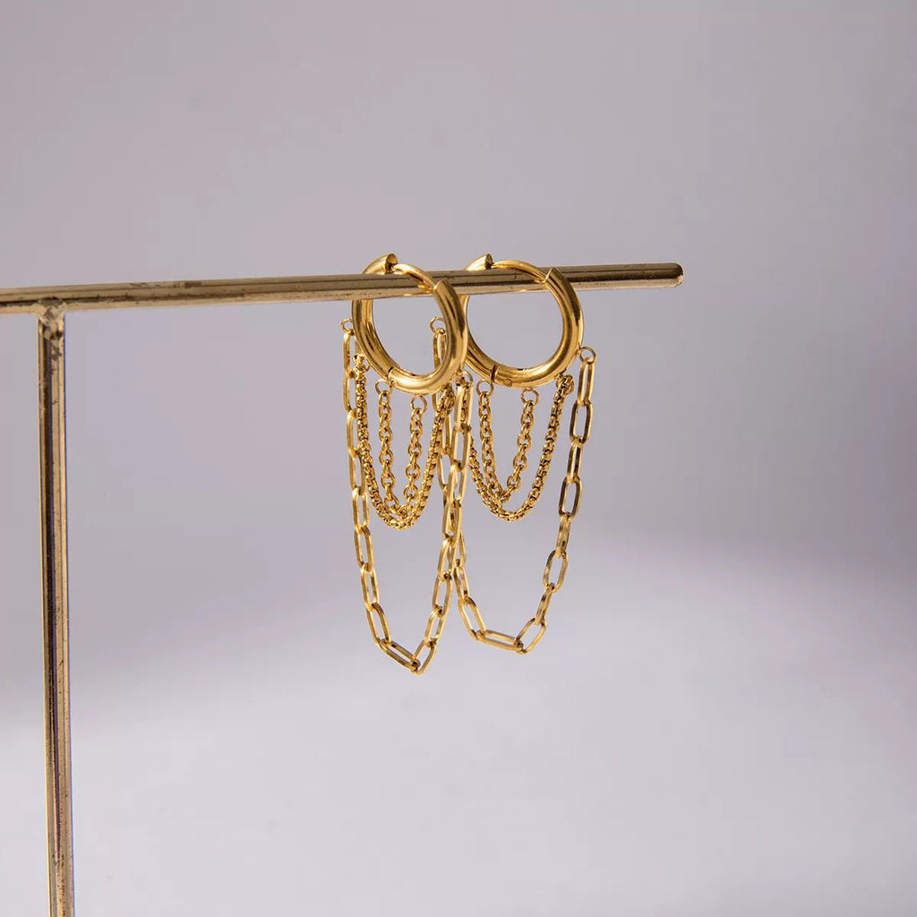 Crowned Energy CO. Gold / onesize Trendsi Accessories 18K Gold-Plated Chain Hoop Earrings