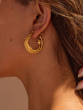 Crowned Energy CO. Gold / One Size Trendsi EARINGS 18K Gold-Plated Crescent Moon Star Hoop Earrings