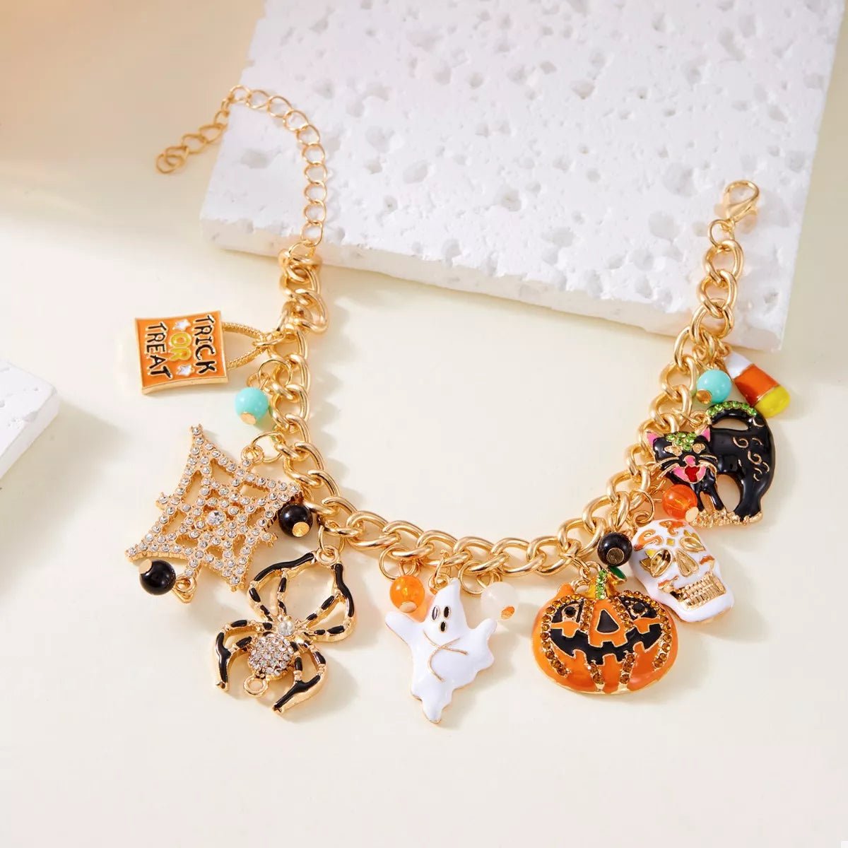 Crowned Energy CO. Orange / One Size Trendsi Accessories 18K Gold-Plated Halloween Theme Bracelet