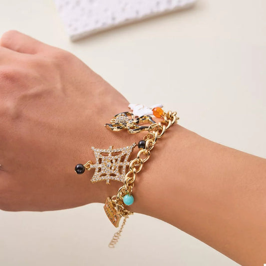 Crowned Energy CO. Orange / One Size Trendsi Accessories 18K Gold-Plated Halloween Theme Bracelet