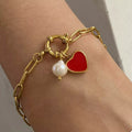 Crowned Energy CO. Gold / onesize Trendsi Accessories 18K Gold-Plated Heart Charm Bracelet