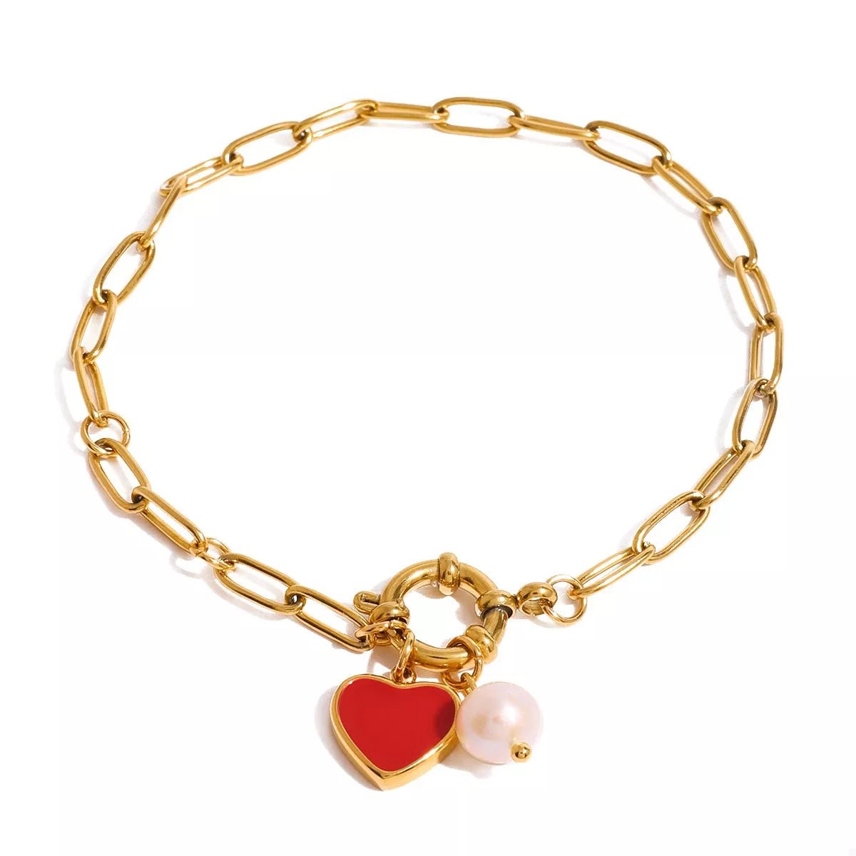 Crowned Energy CO. Gold / onesize Trendsi Accessories 18K Gold-Plated Heart Charm Bracelet
