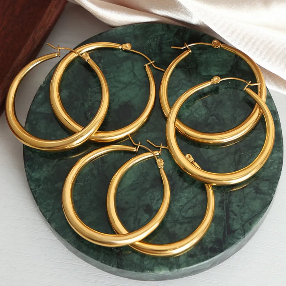 18K Gold - Plated Hoop Earrings - Crowned Energy CO.