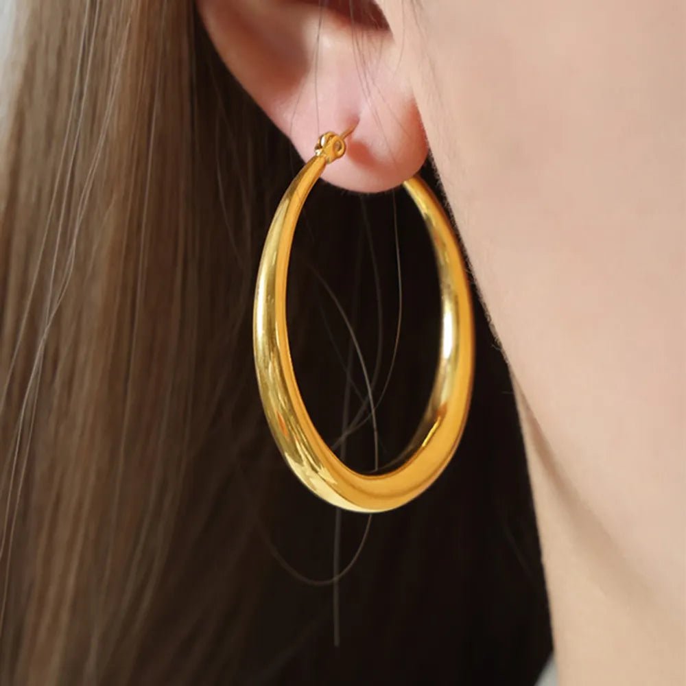 18K Gold - Plated Hoop Earrings - Crowned Energy CO.