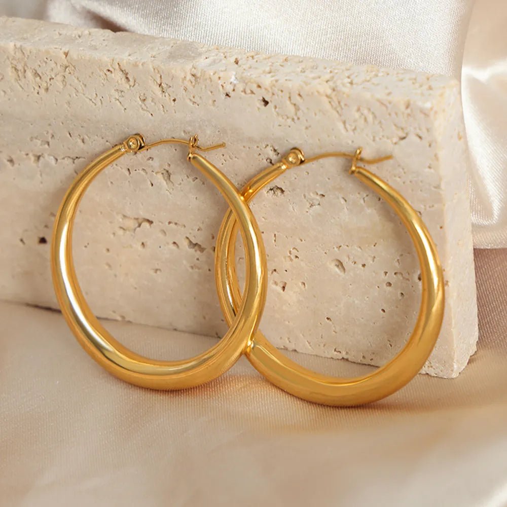 18K Gold - Plated Hoop Earrings - Crowned Energy CO.