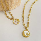18K Gold - Plated Pendant Necklace With Pearl Shell - Crowned Energy CO.