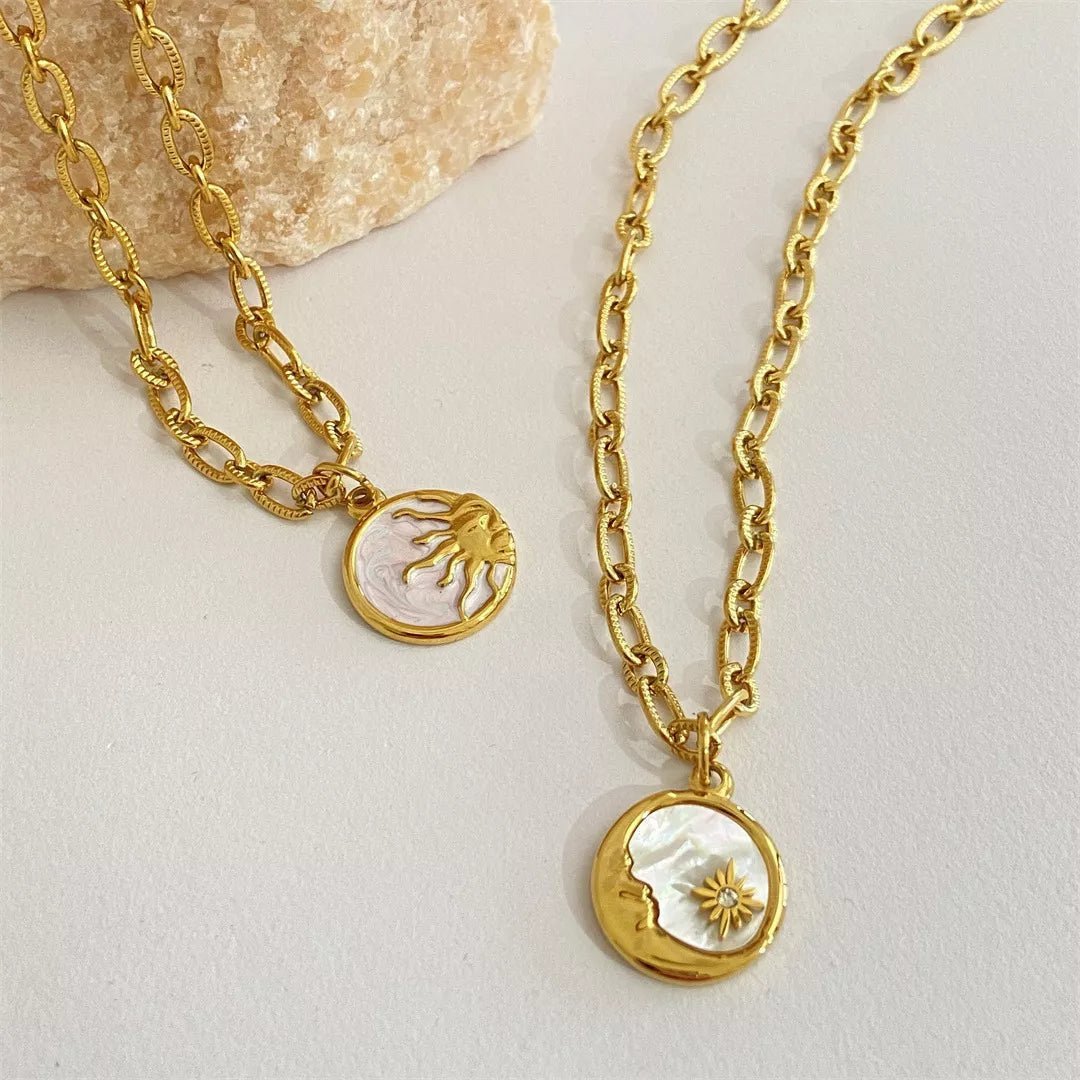 18K Gold - Plated Pendant Necklace With Pearl Shell - Crowned Energy CO.