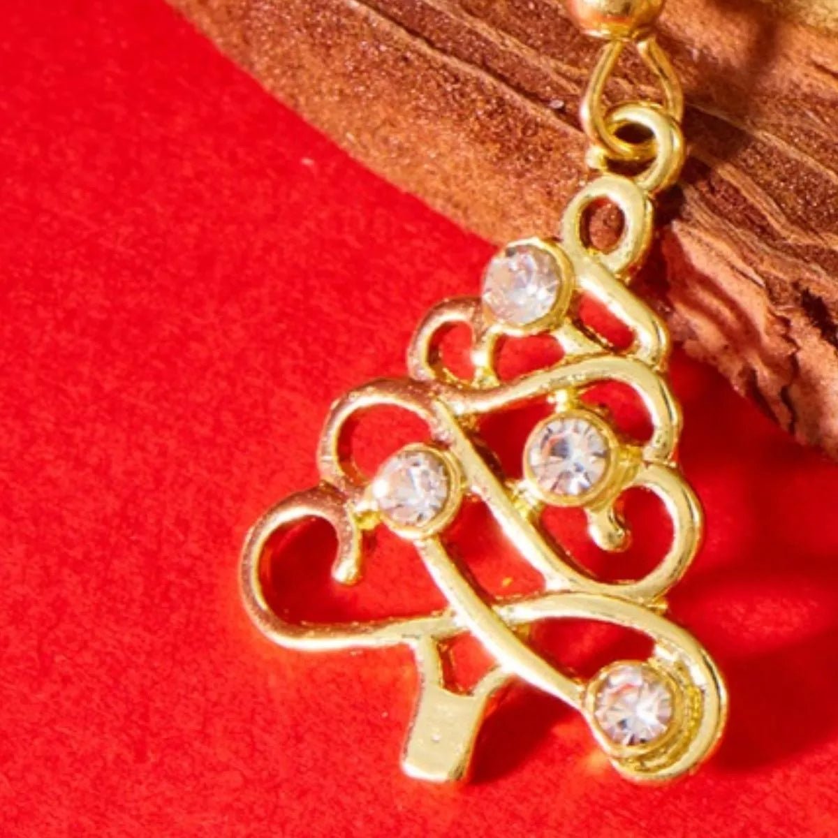 Crowned Energy CO. Gold / One Size Trendsi Earrings 18K Gold-Plated Rhinestone Christmas Tree Dangle Earrings