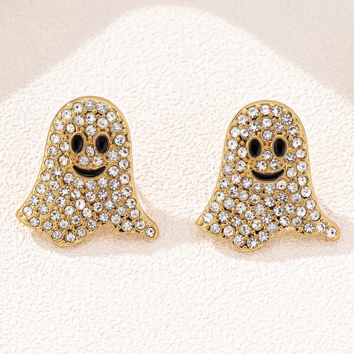 Crowned Energy CO. Gold / One Size Trendsi 18K Gold-Plated Rhinestone Halloween Ghost Earrings