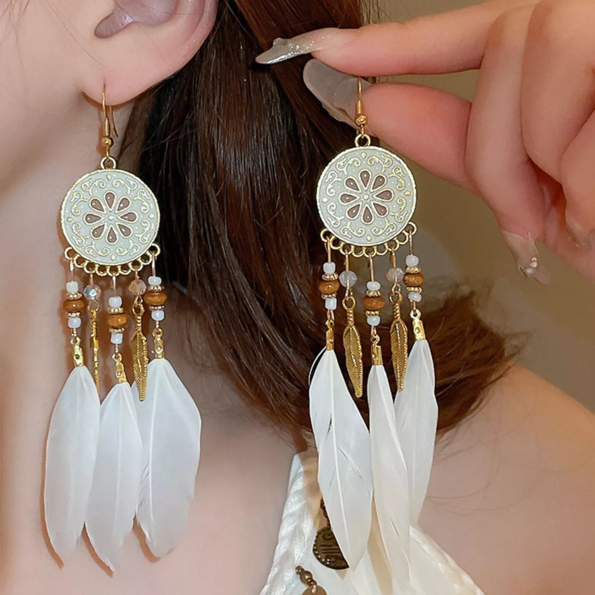 Crowned Energy CO. White / onesize Trendsi Jewelry 18K Gold-Plated Stainless Steel Dangle Earrings