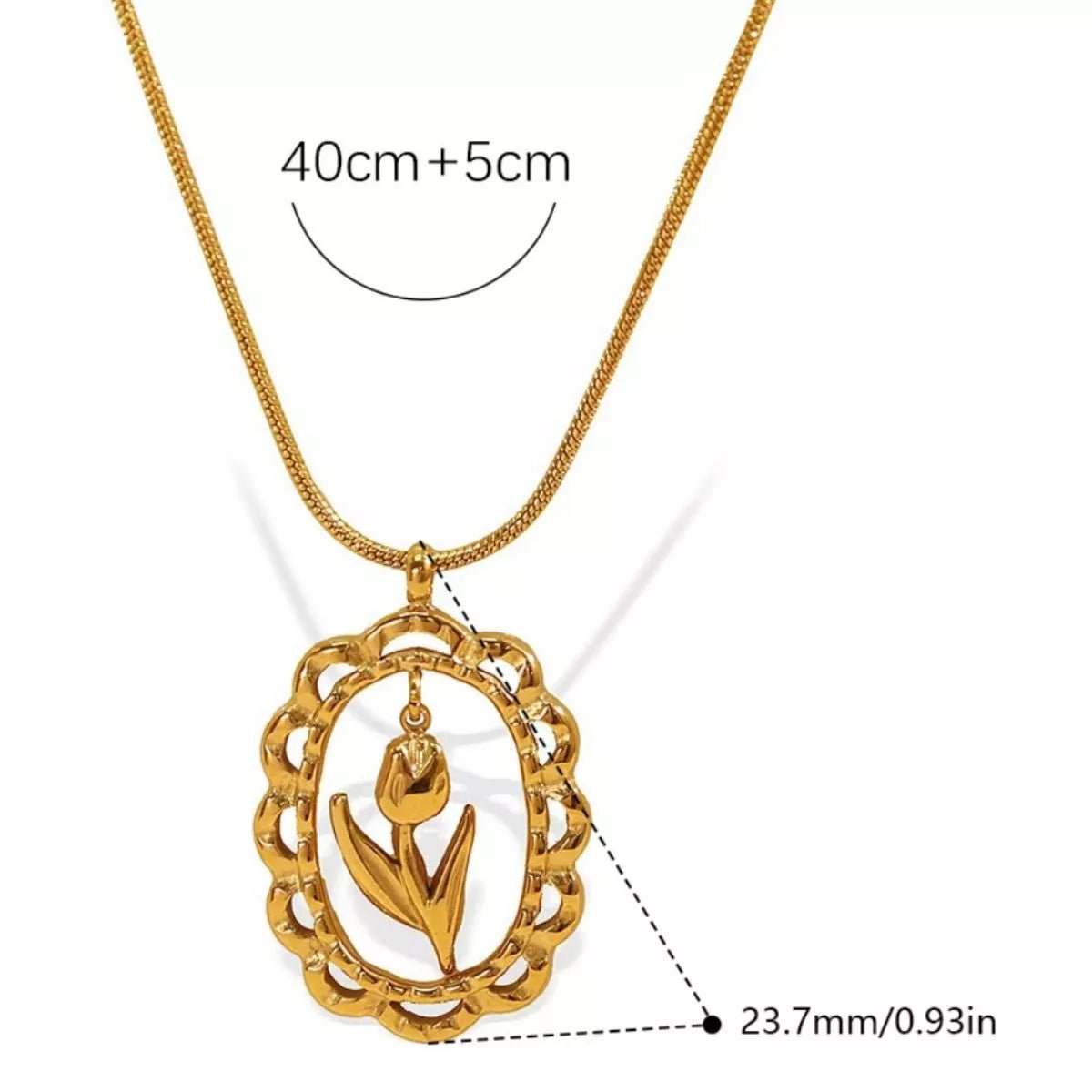 Crowned Energy CO. Gold A / One Size Trendsi Jewelry 18K Gold-Plated Stainless Steel Flower Pendant Necklace