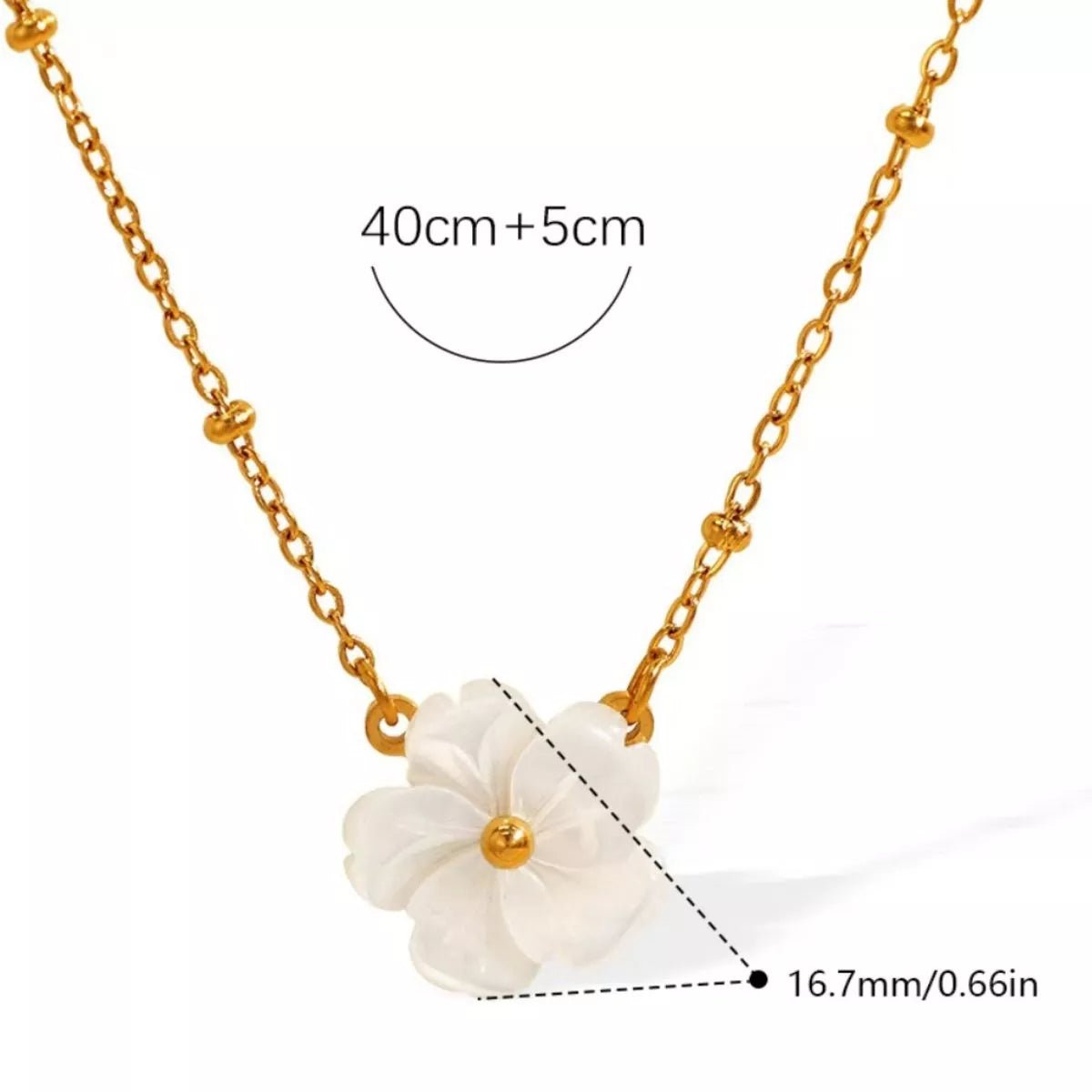 Crowned Energy CO. Gold A / One Size Trendsi Jewelry 18K Gold-Plated Stainless Steel Flower Pendant Necklace