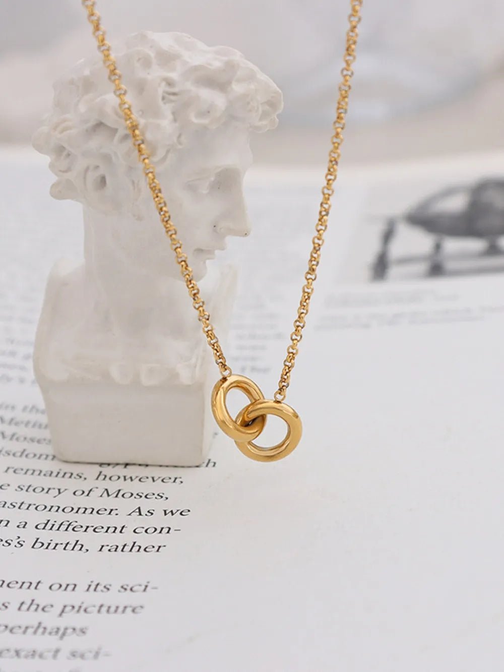 18K Gold - Plated Titanium Steel Hoop Pendant Necklace - Crowned Energy CO.