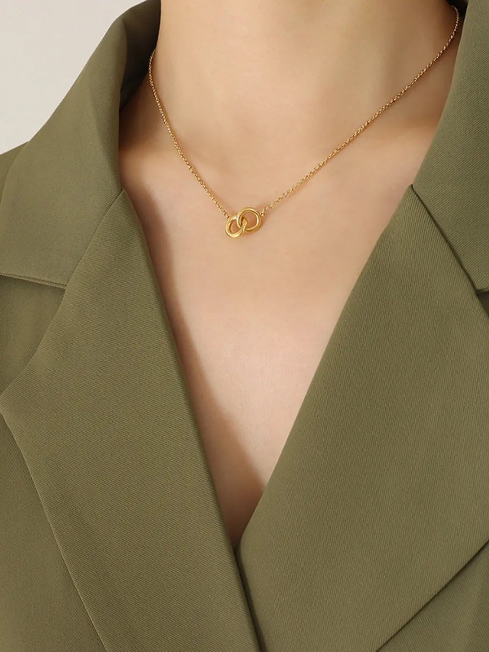18K Gold - Plated Titanium Steel Hoop Pendant Necklace - Crowned Energy CO.