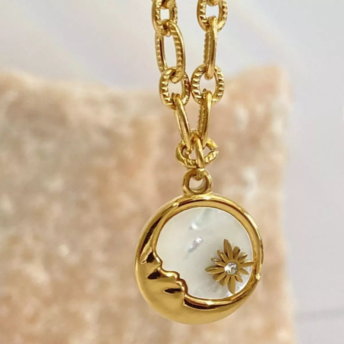 Crowned Energy CO. Sun / One Size Trendsi Jewelry 18K Gold-Plated Titanium Steel Pendant Necklace