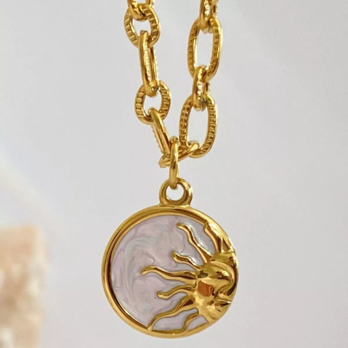 Crowned Energy CO. Sun / One Size Trendsi Jewelry 18K Gold-Plated Titanium Steel Pendant Necklace