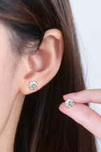 2 Carat Moissanite 925 Sterling Silver Stud Earrings - Crowned Energy CO.