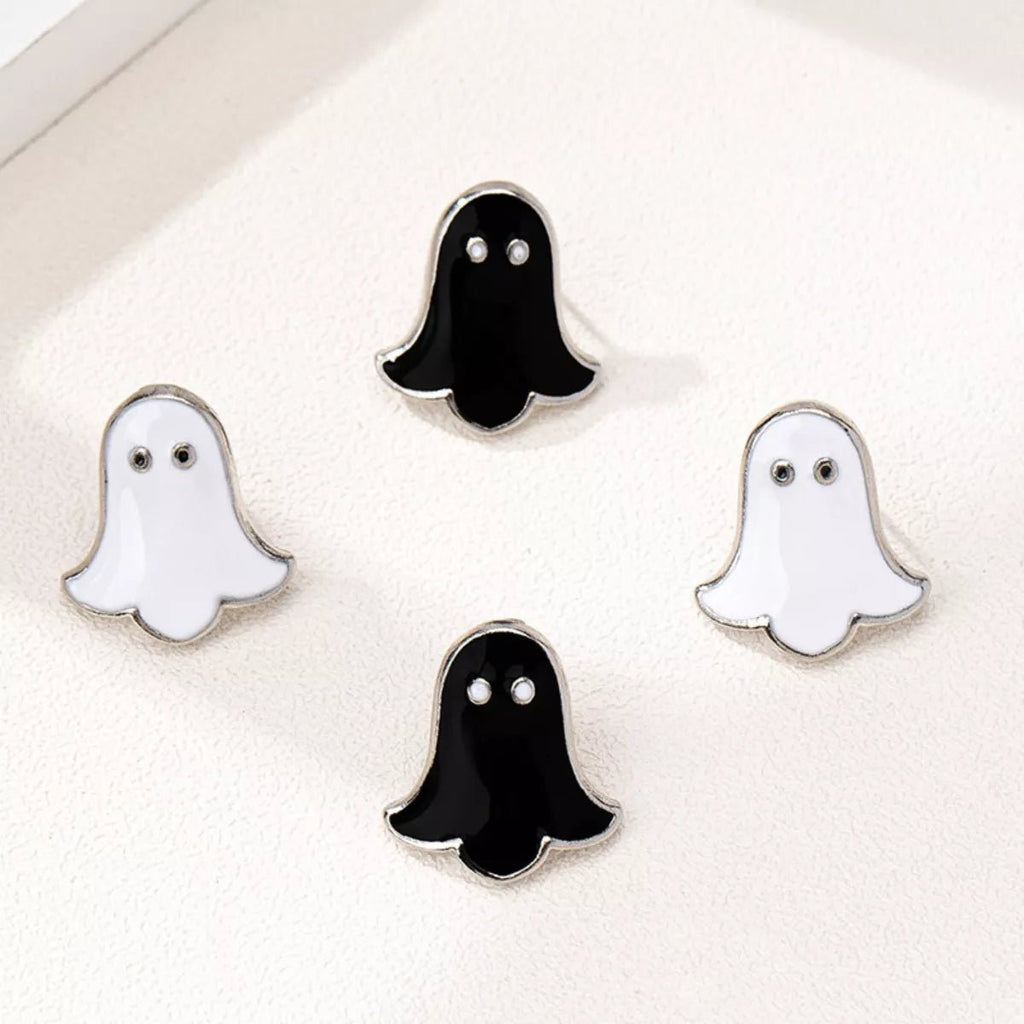 Crowned Energy CO. Black And White Suit / onesize Trendsi Accessories 2 Pair Halloween Ghost Stud Earrings