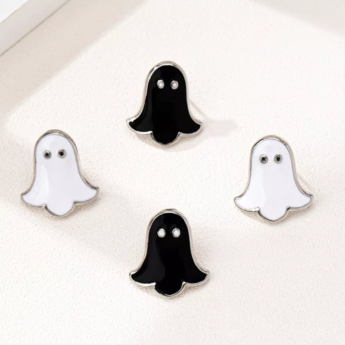 Crowned Energy CO. Black And White Suit / onesize Trendsi Accessories 2 Pair Halloween Ghost Stud Earrings
