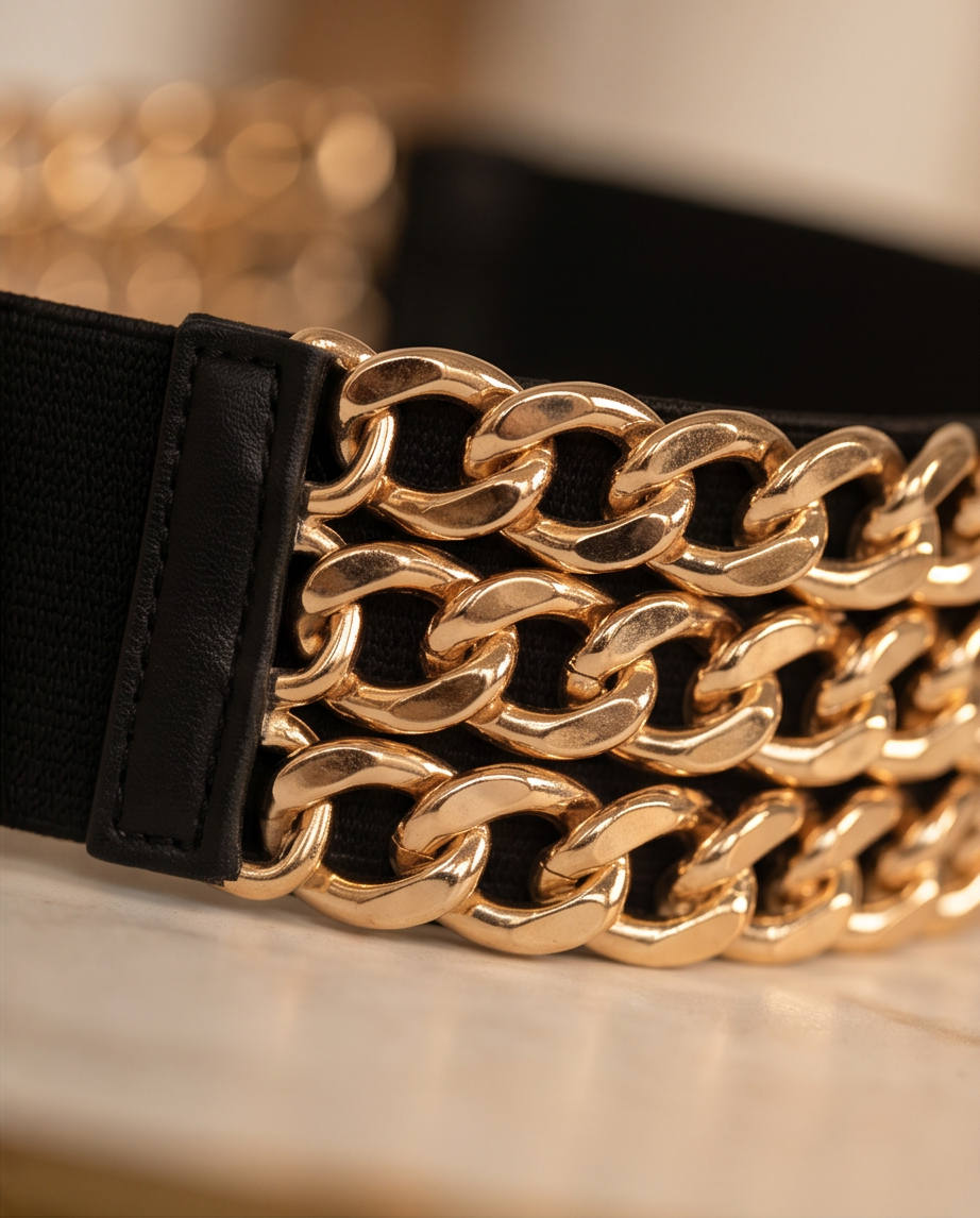 Multi Layered Chain Plus Size Elastic Belt