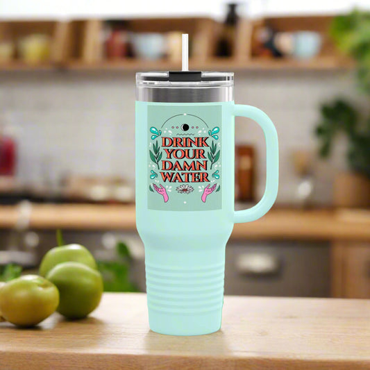 Crowned Energy CO. 40oz / Teal Printify Mug 40oz Insulated Travel Mug – Fun, Motivational & Durable