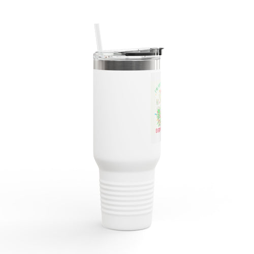 40oz Insulated Travel Mug — 'I'm Fine, This Is Fine' Holiday Skeleton Design - Crowned Energy CO.