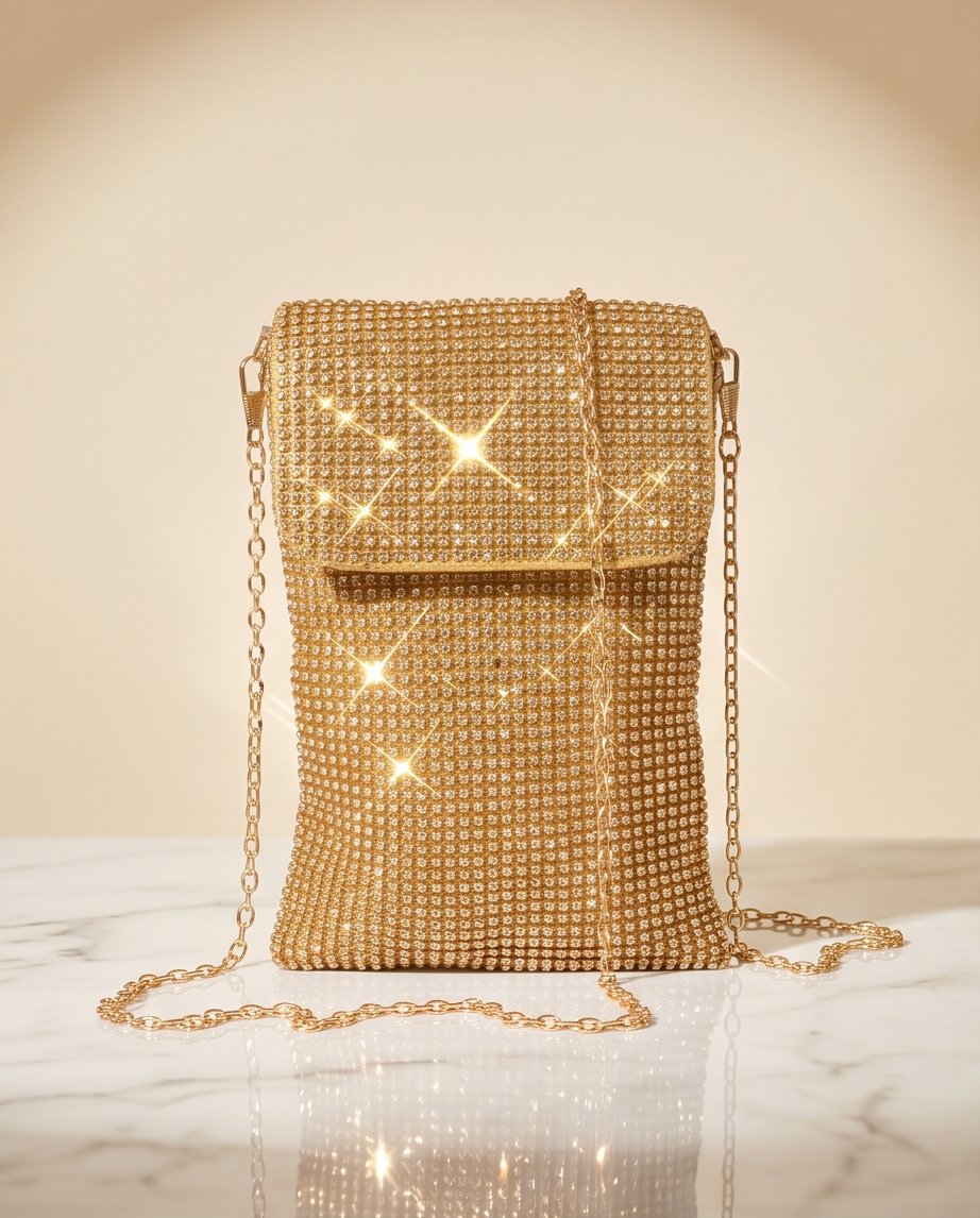 Mini Rhinestone Mini Rectangular Clutch