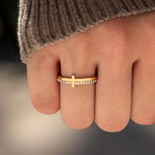 925 Sterling Silver Cross Ring - Crowned Energy CO.
