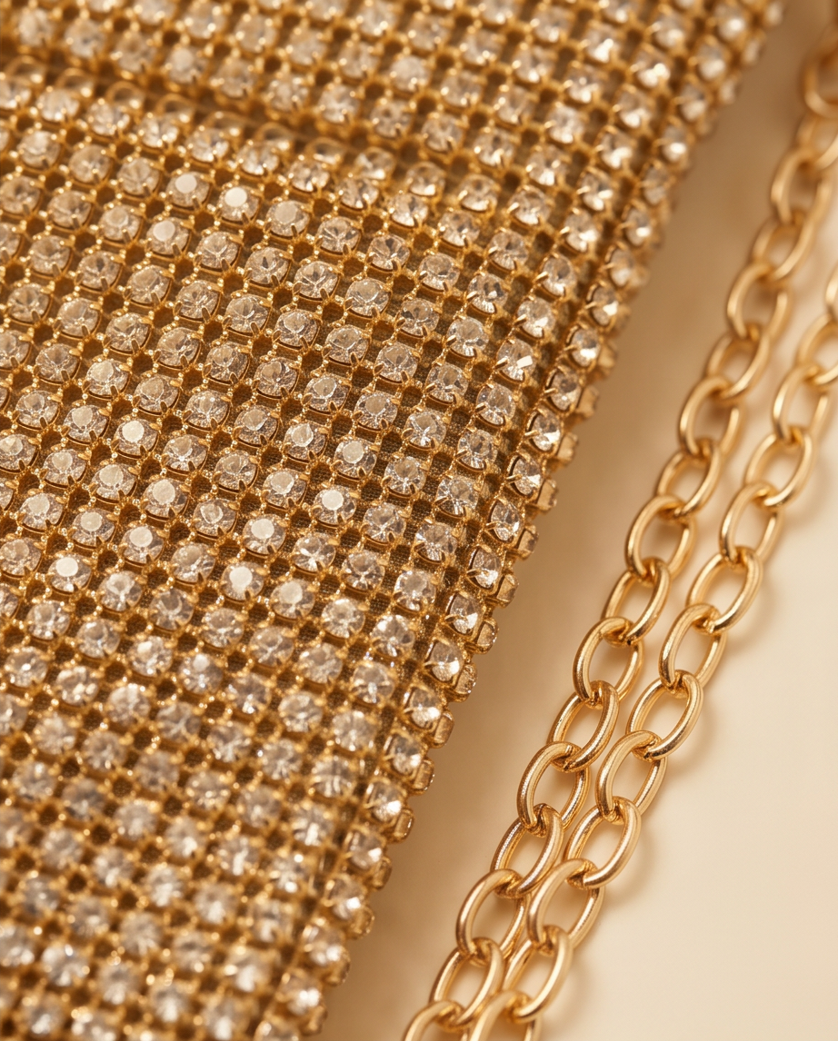 Mini Rhinestone Mini Rectangular Clutch