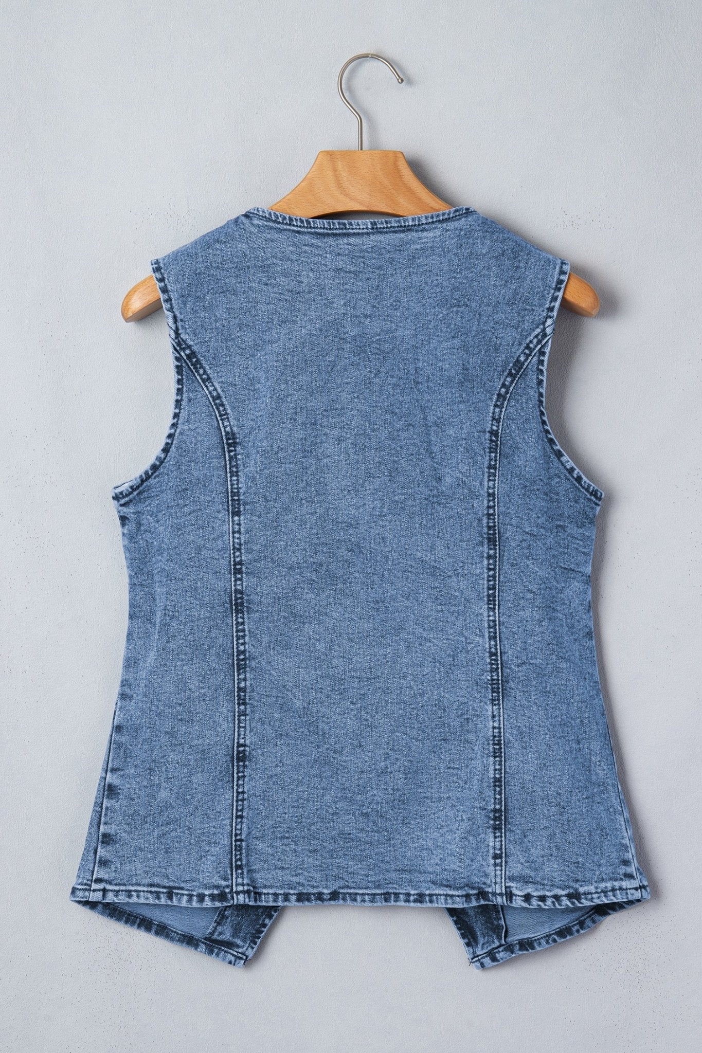 Ashleigh Blue Buttoned Front Slit Denim Vest - Crowned Energy CO.