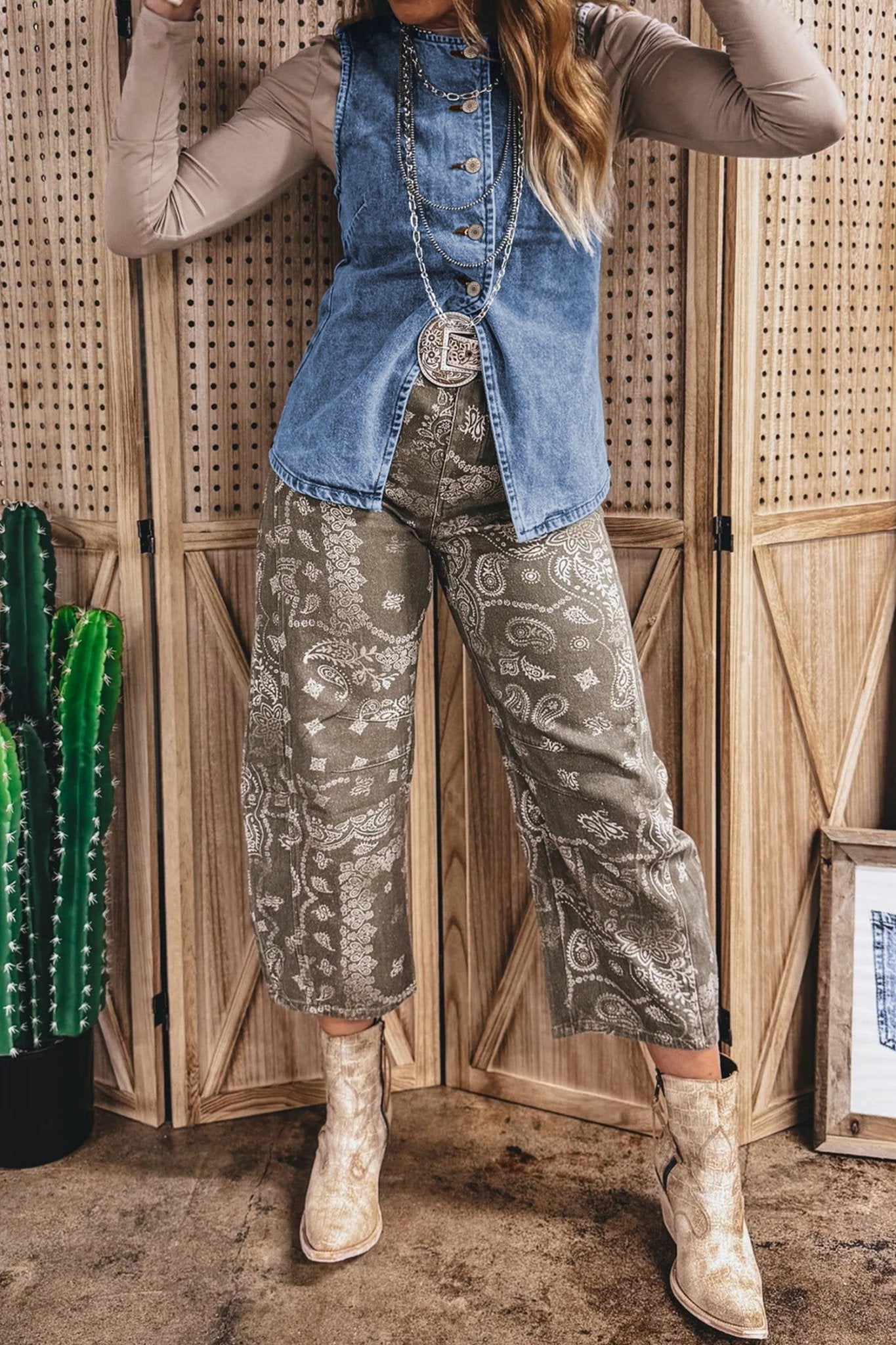 Ashleigh Blue Buttoned Front Slit Denim Vest - Crowned Energy CO.