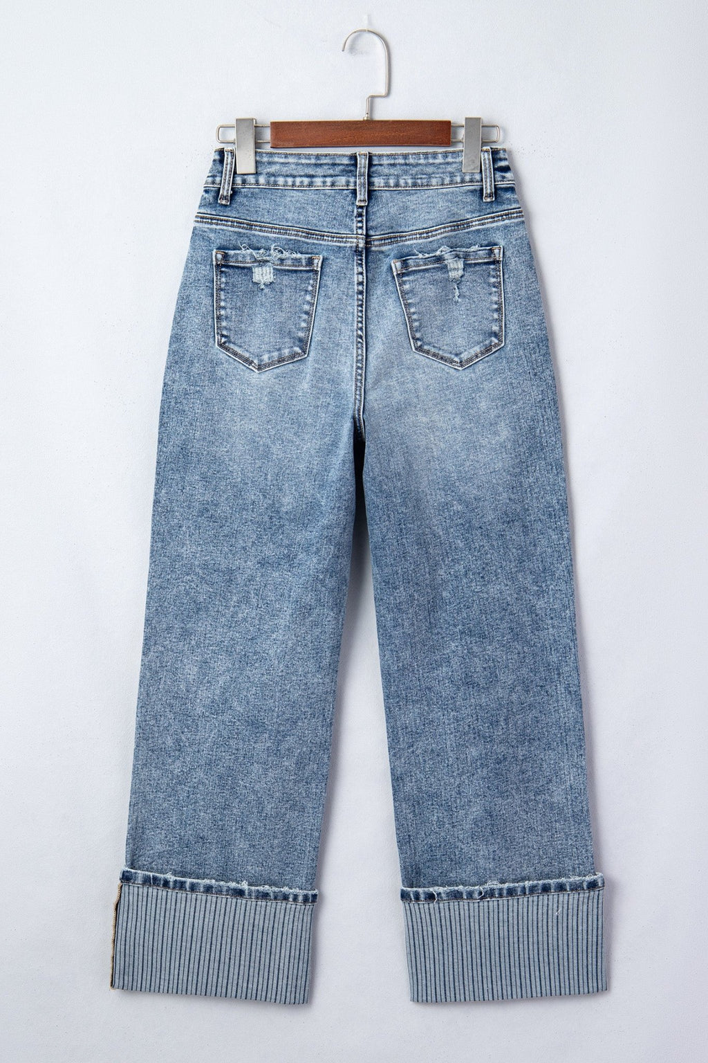 Ashleigh Blue Cuffed Straight Loose Jeans - Crowned Energy CO.