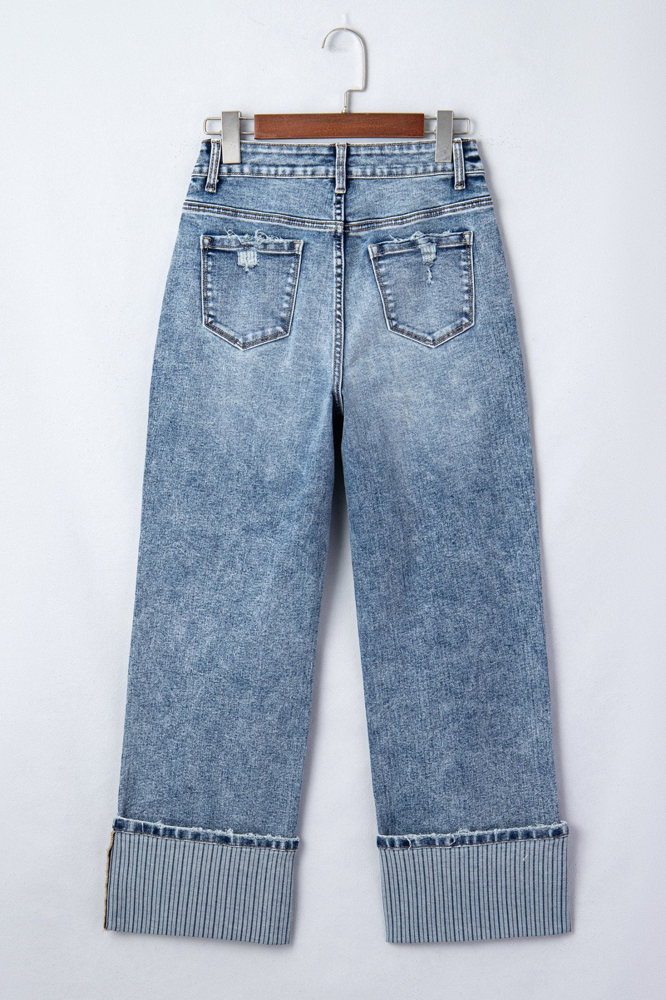 Ashleigh Blue Cuffed Straight Loose Jeans - Crowned Energy CO.
