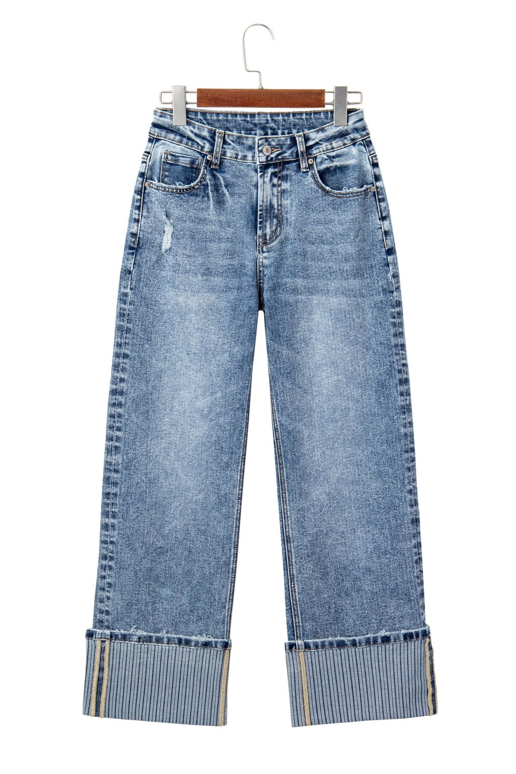 Ashleigh Blue Cuffed Straight Loose Jeans - Crowned Energy CO.