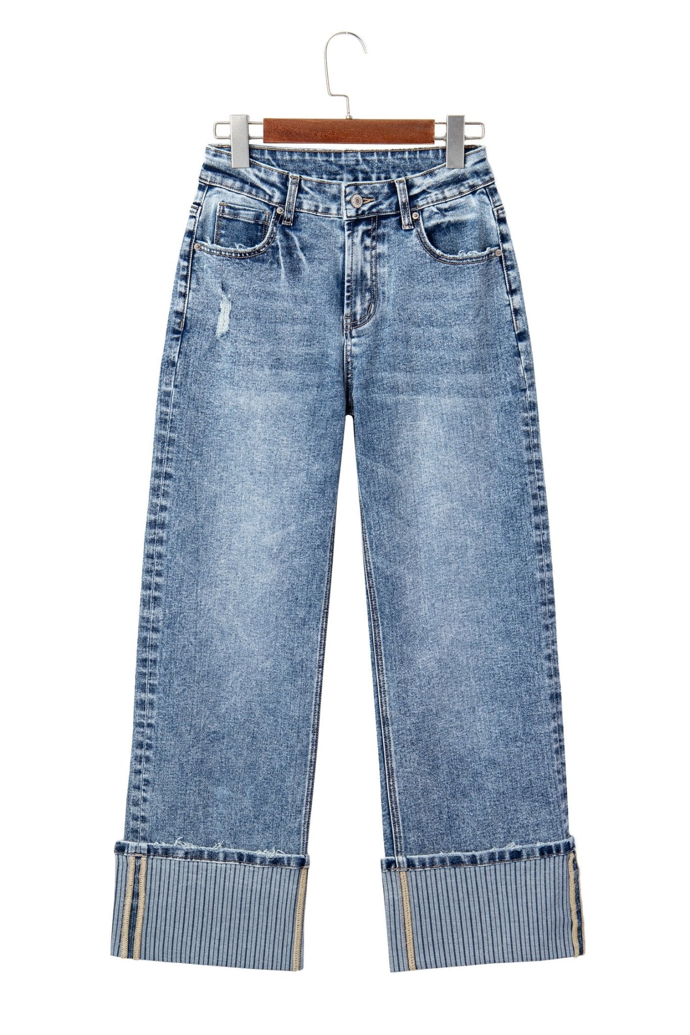 Ashleigh Blue Cuffed Straight Loose Jeans - Crowned Energy CO.
