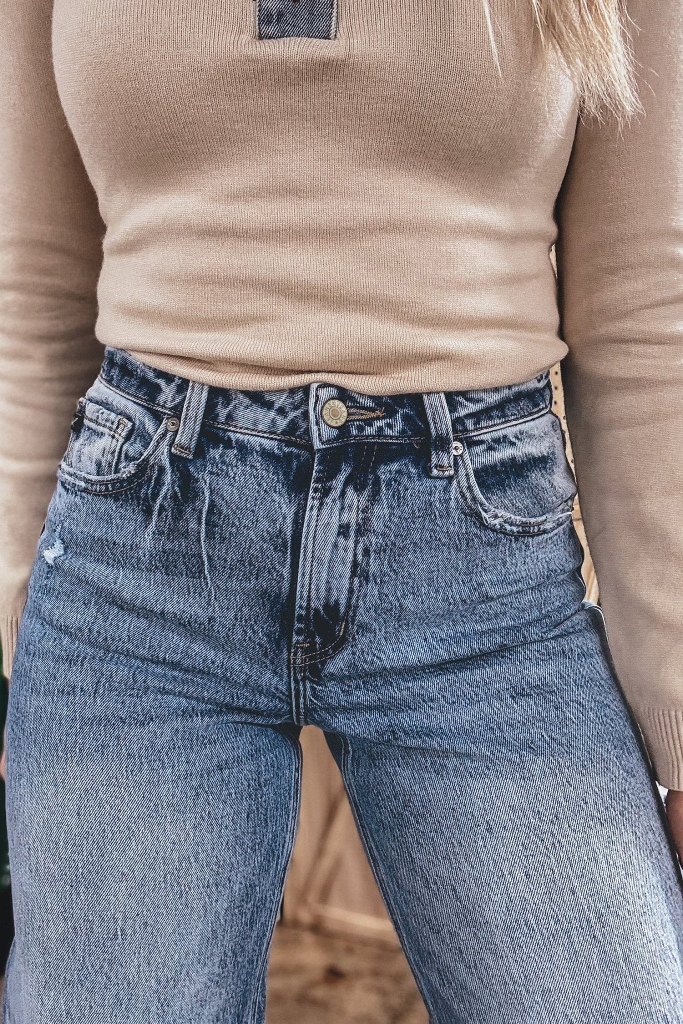 Ashleigh Blue Cuffed Straight Loose Jeans - Crowned Energy CO.